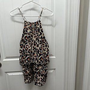 Urban Outfitters Romper Short Sexy Animal Print Ruffled Size Small